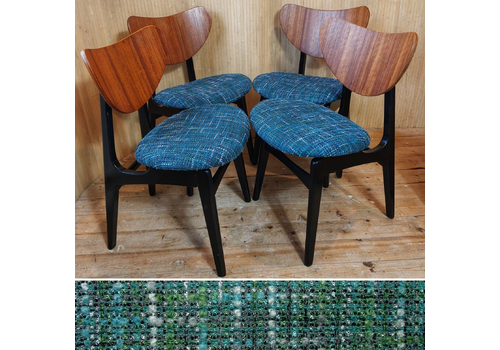 Fab Set Of 4 Vintage G Plan Butterfly Dining Chairs Restored Reupholstered Blue