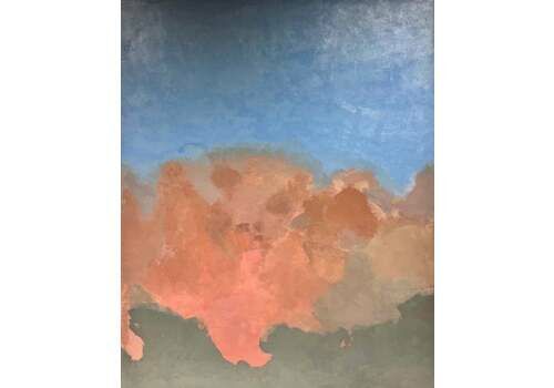 20th Century French Schoolhuge French Modern Abstract Painting   Pink & Blue Clouds Sky