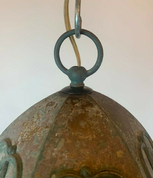 Art Nouveau Lantern In Metal And Opaline photo for sale