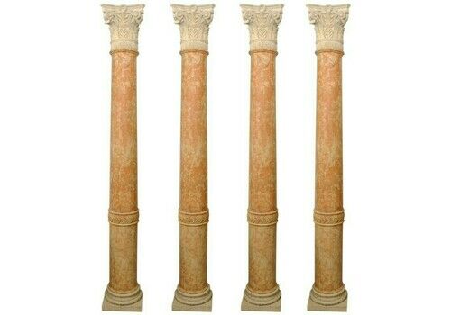 Set Of Four 19th Century Half Columns In Red Verona Marble And Vincenza Stone