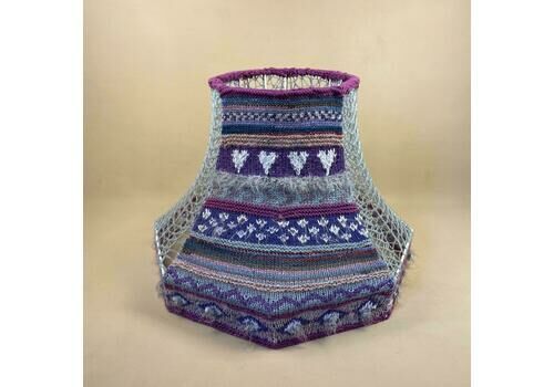 Lampshade Shade Floor Lamp Light Handmade Purple Blue Wool Knitted Knit Pattern Large Empire Patterned