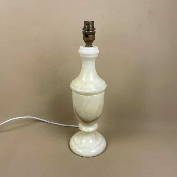 Antique Onyx Marble Lamp Light Bedside Side Table Desk Marbled Patterned Vintage Pattern Stone Retro Cream Grey Vase Heavy