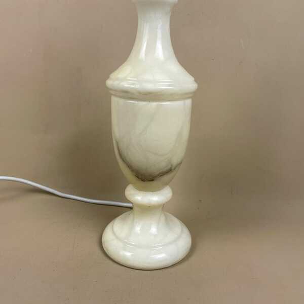 Antique Onyx Marble Lamp Light Bedside Side Table Desk Marbled Patterned Vintage Pattern Stone Retro Cream Grey Vase Heavy photo furniture