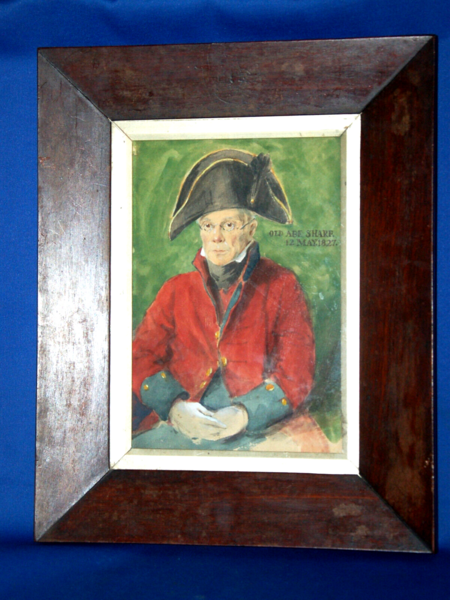 A 19th Century Portrait “Old Abe Sharp, 1827”, Watercolour, Wood Frame