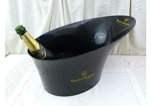 Large Vintage French Veuve Cloquot Champagne Black Ice Bucket Bowl Multiple Bottles, Retro Party Wedding Wine Drink Chiller Cooler France