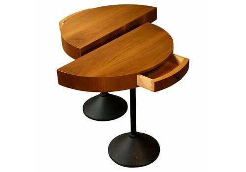 Mid Century Modern Brown Wooden Side Tables By Porada Arredi, Italy 1970s