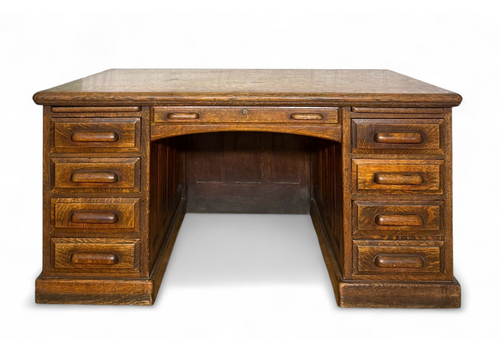 Antique Globe Wernicke Desk Solid Oak Rare Fielded Panels