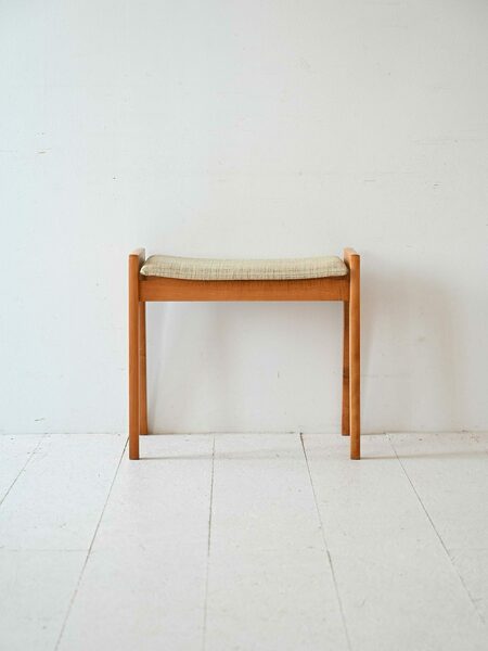 Scandinavian Footstool With Birch Frame And Legs And Lightly Padded Seat.