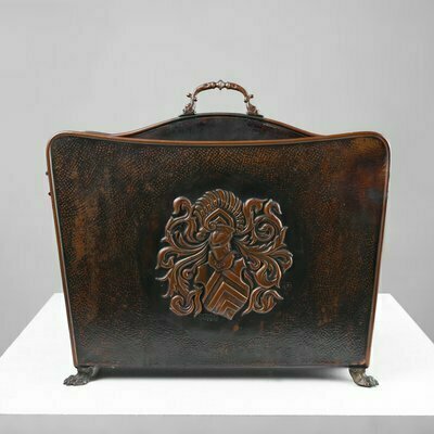 Mid Century Magazine Rack In Hammered Copper, France, 1890s