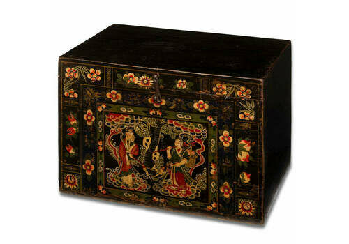 Painted Black Chinese Opera Chest