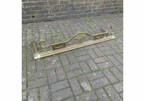 Large Vintage Brass Art Nouveau Fireplace Fender With Aged Gold Patina