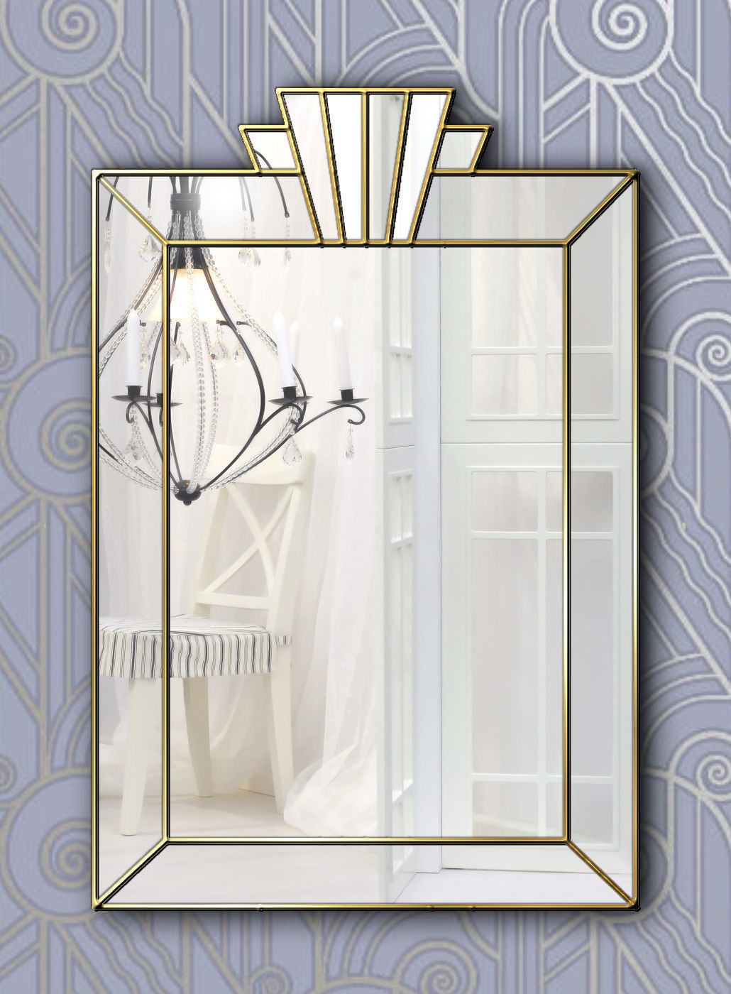 Vienna Royal Original Handcrafted Art Deco Wall Mirror With Gold Trim