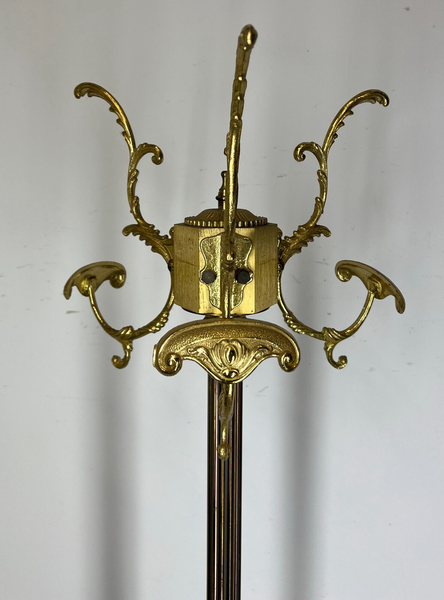 Vintage Brass And Onyx Coat Stand Ornate French Hall Tree Hanger
