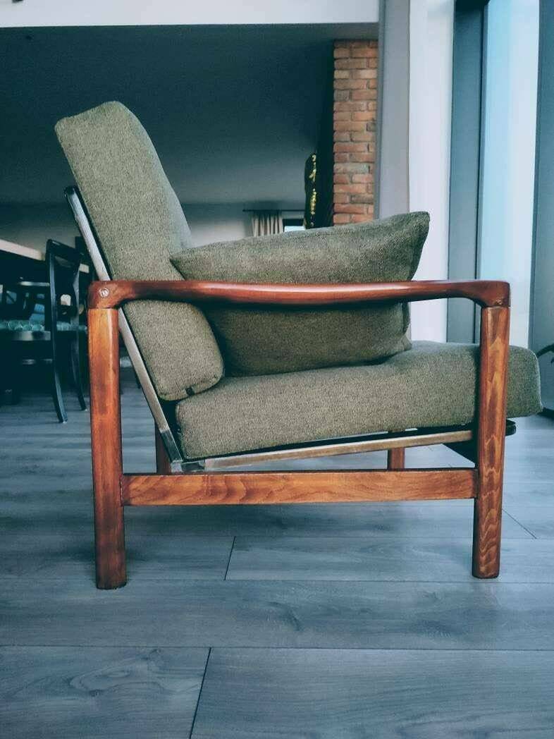 Mid Century Armchair Green Pillows Upholstery Living Room Armchair