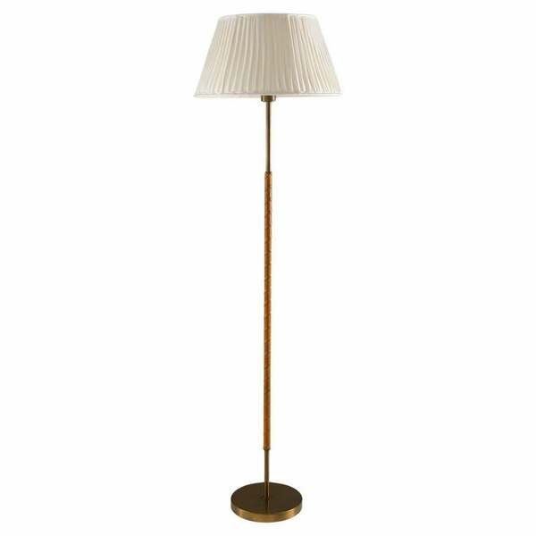 Swedish Brass And Leather Floor Lamp By Böhlmarks