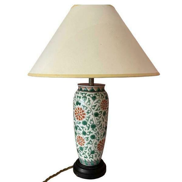 Kangxi Porcelain Familie Vert Vase Converted To A Lamp