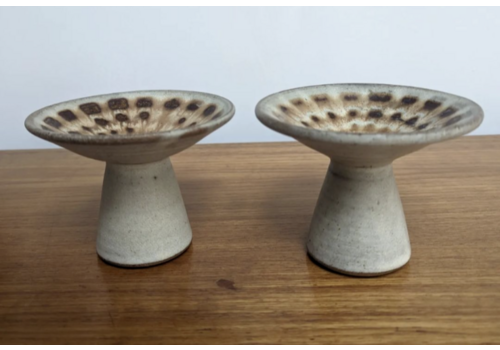 Pair Dennis Lucas Hastings Pottery Pedestal Candle Holders