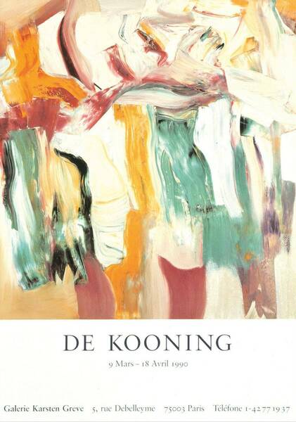 Vintage Willem De Kooning Exhibition Poster   Authentic Museum Print From The 1990's   Abstract Expressionism