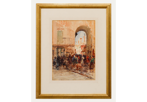 Early 20th Century Watercolour The Market
