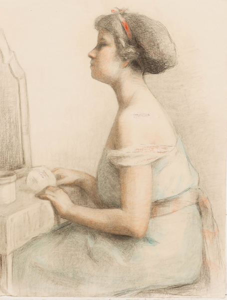 G. Querville Early 20th Century Graphite Drawing, At The Dressing Table