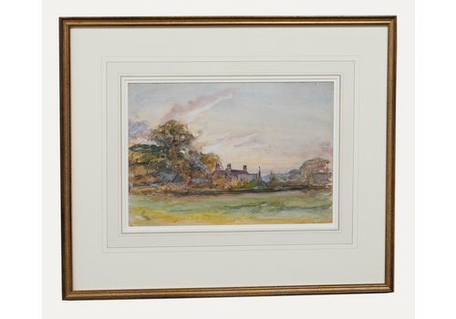 Framed Early 20th Century Watercolour Manor House Scene