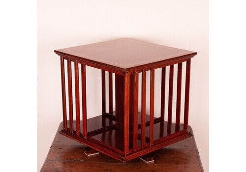 Inlaid Table Top Revolving Bookcase
