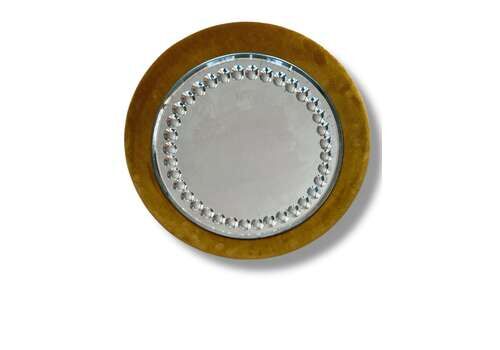 Circular English Sorcerers Mirror With Rust Colour Velvet Frame Circa 1900
