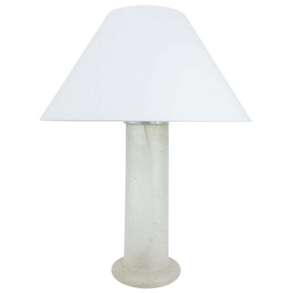 Signed Karl Springer Table Lamp With A Sandblasted Glass Base, 1970s