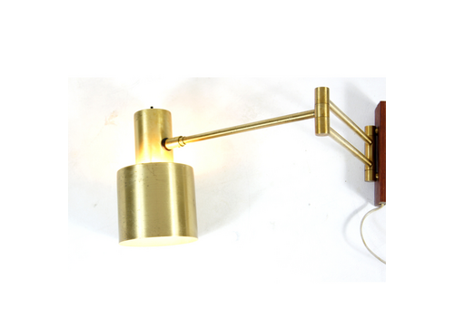 Retro Vintage Danish Jo Hammerborg Fog & Morup Brass Wall Lamp Light 60s 70s