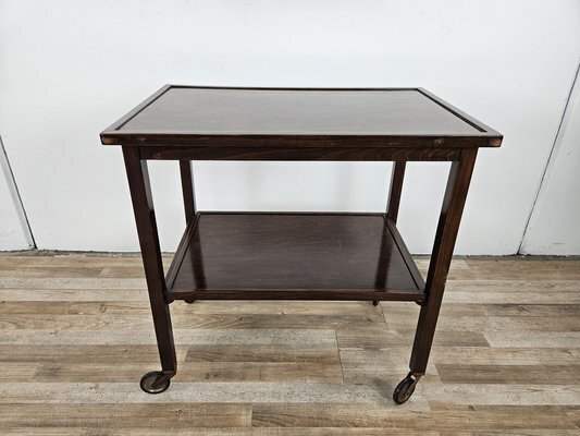 Coffee Table In Bent Beech With Wheels And Two Shelves From Thonet, 1930