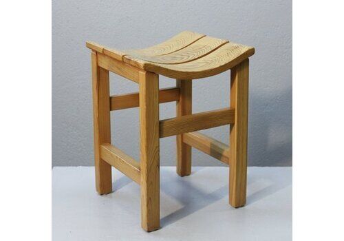 Modern French Pine Stool, 1950s