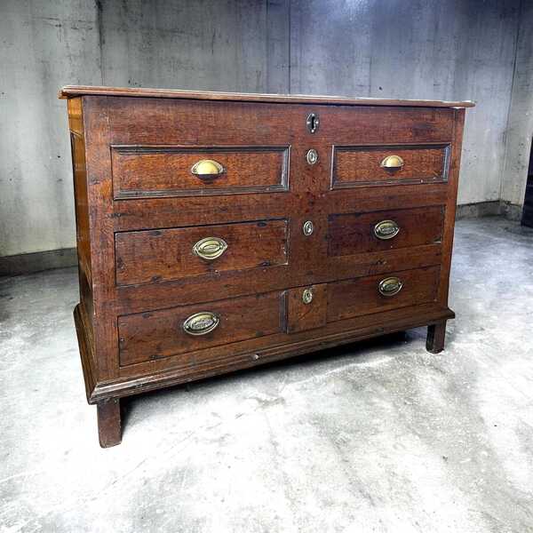 Antique Georgian Large 18th C Coffer Sideboard Storage