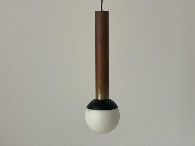 Italian 60s Design Ball Glass Ceiling Lamp, Attributed To Stilnovo, 4 Available