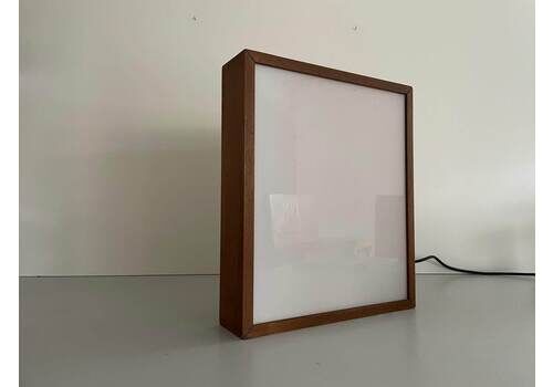 Wood And Glass Sign Display With Light, Light Box, 1960s, Italy