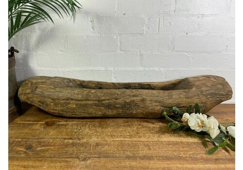 Vintage Rustic Wabi Sabi Carved Dugout Solid Wooden Trough Table Centrepiece