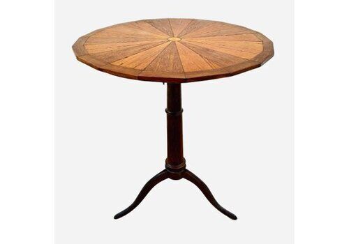 Early 20th Century French Rotating Round Side Table In Walnut, 1940s
