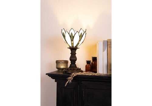 Elegant Art Deco Tiffany Style Table Lamp: White & Green Glass, 18 X 30 Cm   Stylish Home Lighting Gift