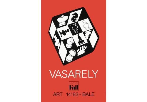 1983 Vasarely "Chess Red" Silkscreen Poster