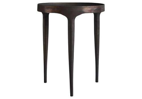 Tall Table, End Of Sofa Or Side Table In Cast Aluminium, Burn Antique Colour.