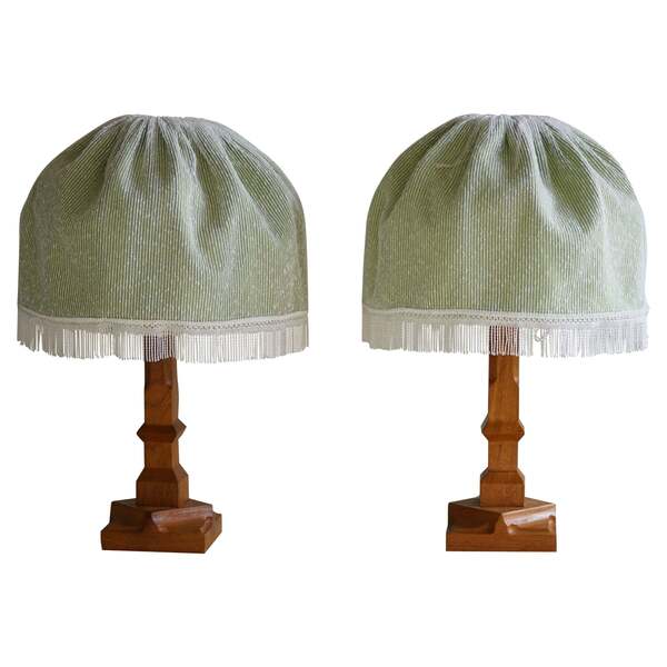 A Pair Of Scandinavian Modern Table Lamps In Teak, 1970s