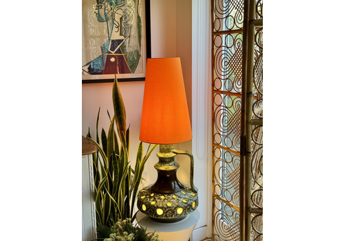 Mid Century Stein Keramik Fat Lava Handled Double Bulb Lamp (Shade Not Included)