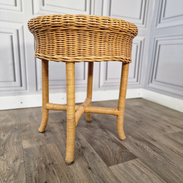 Vintage Round Cane Rattan Wicker Side Occasional Table Boho Tiki Conservatory? photo furniture