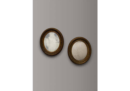 Pair Of Gilt Oval Mirrors, 19th Century