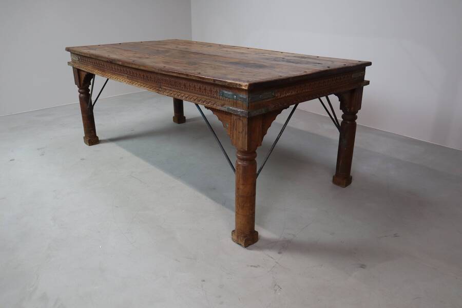 Hand Carved Indonesian Teak Dining Table