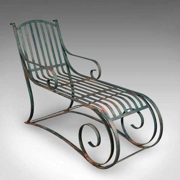 Antique Garden Lounger Set English Outdoor Rocker Steamer Chair Edwardian photo for sale