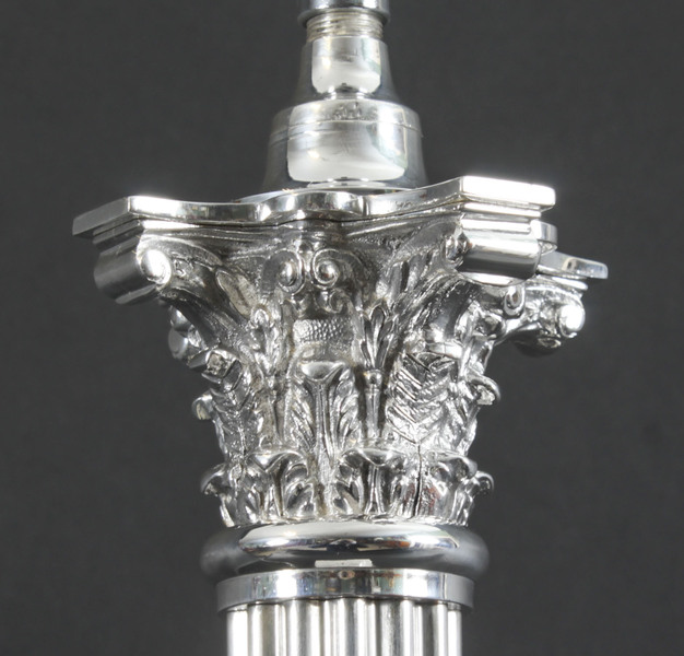 Silver Plated Corinthian Column Lamp Victorian19th C photo vinterior