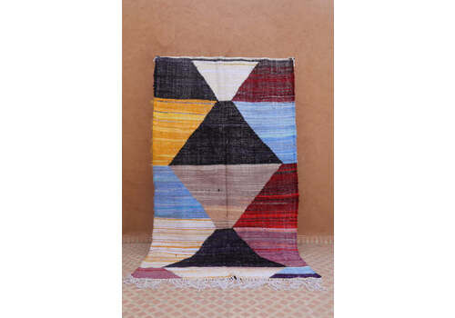 Tapis Berbère Kilim Boucherouite Coloré Multicolore   260 X 150 Cm