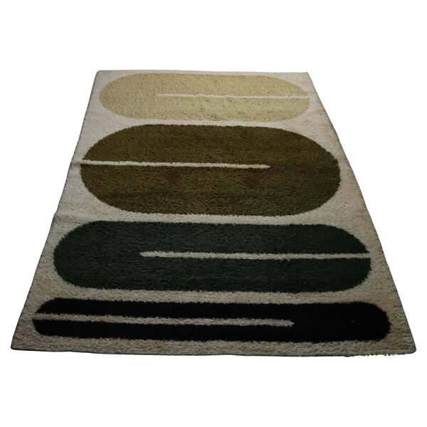 Rectangular Wool Rug With Geometric Theme From The Space Age Period, Italy, 1970