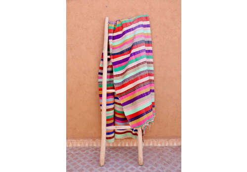 Vintage Striped Multicolored Berber Haik Blanket