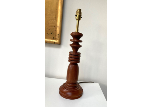 Vintage Teak Wooden Table Lamp Base Mid Century C1960/70s H42cm Rewired